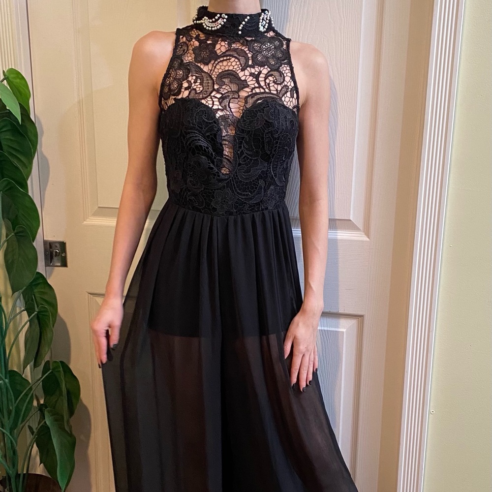 Vintage lace and sheer pantsuit, xs petite